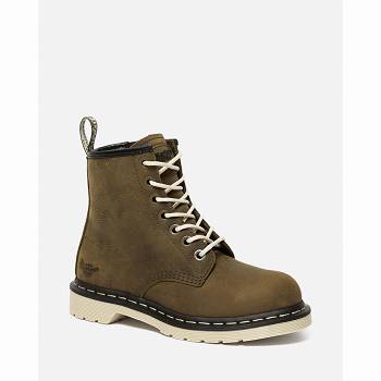 Dr Martens Női Maple Zipper Steel Toe Munkavédelmi Bakancs Olivazöld